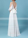 Chiffon A-line V-neck Sweep Train Sashes / Ribbons Wedding Dresses #DOB00023303