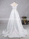 Satin Ball Gown Off-the-shoulder Sweep Train Sashes / Ribbons Wedding Dresses #DOB00023169