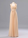 Vintage Chiffon Ruffles A-line H Champagne Bridesmaid Dresses #DOB02020059