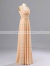 Vintage Chiffon Ruffles A-line H Champagne Bridesmaid Dresses #DOB02020059