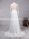 Chiffon Tulle A-line Scoop Neck Sweep Train Appliques Lace Wedding Dresses #DOB00023209