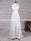 Chiffon Tulle A-line Scoop Neck Floor-length Appliques Lace Wedding Dresses #DOB00023305
