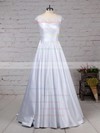 Satin Tulle Ball Gown Scoop Neck Floor-length Appliques Lace Wedding Dresses #DOB00023313