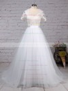 Tulle Ball Gown Scoop Neck Sweep Train Appliques Lace Wedding Dresses #DOB00023225