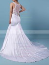 Tulle Silk-like Satin Trumpet/Mermaid V-neck Sweep Train Beading Wedding Dresses #DOB00023242