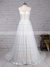 Chiffon Tulle Princess V-neck Court Train Beading Wedding Dresses #DOB00023244