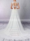 Chiffon Tulle Princess V-neck Court Train Beading Wedding Dresses #DOB00023244