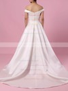 Satin Ball Gown Off-the-shoulder Sweep Train Ruffles Wedding Dresses #DOB00023252