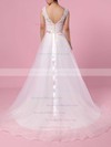 Chiffon Princess V-neck Sweep Train Appliques Lace Wedding Dresses #DOB00023282