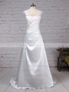 Satin Tulle Princess V-neck Sweep Train Appliques Lace Wedding Dresses #DOB00023301