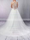 Tulle Princess Scoop Neck Sweep Train Appliques Lace Wedding Dresses #DOB00023309