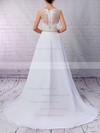 Chiffon Tulle Princess V-neck Sweep Train Beading Wedding Dresses #DOB00023181