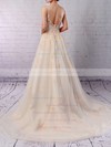 Tulle Ball Gown Scoop Neck Sweep Train Sequins Wedding Dresses #DOB00023173