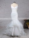 Organza Trumpet/Mermaid V-neck Sweep Train Side-Draped Wedding Dresses #DOB00023190