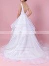 Organza Ball Gown V-neck Sweep Train Ruffles Wedding Dresses #DOB00023222