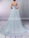 Tulle Ball Gown V-neck Court Train Beading Wedding Dresses #DOB00023241