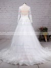 Tulle Ball Gown Scoop Neck Sweep Train Appliques Lace Wedding Dresses #DOB00023286