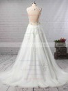 Organza Princess V-neck Court Train Beading Wedding Dresses #DOB00023147