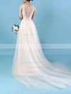 Tulle Princess Scoop Neck Sweep Train Lace Wedding Dresses #DOB00023182