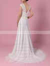 Lace Chiffon A-line Scoop Neck Sweep Train Beading Wedding Dresses #DOB00023197