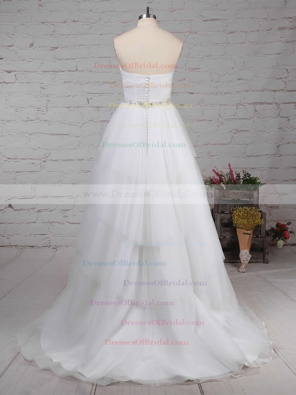 Tulle Ball Gown Sweetheart Sweep Train Beading Wedding Dresses #DOB00023216