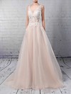 Tulle Ball Gown V-neck Sweep Train Appliques Lace Wedding Dresses #DOB00023220
