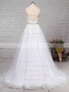 Tulle Ball Gown Halter Sweep Train Beading Wedding Dresses #DOB00023223