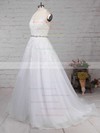 Tulle Ball Gown Halter Sweep Train Beading Wedding Dresses #DOB00023223
