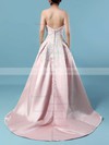 Satin Ball Gown Strapless Sweep Train Appliques Lace Wedding Dresses #DOB00023235