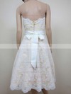Sweetheart A-line Knee-length Lace Satin Sashes/Ribbons Wedding Dresses #DOB00020467