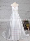 Satin Tulle Ball Gown V-neck Sweep Train Beading Wedding Dresses #DOB00023239