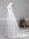 Satin Tulle Ball Gown V-neck Sweep Train Beading Wedding Dresses #DOB00023239