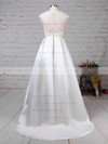 Lace Satin Ball Gown Scoop Neck Sweep Train Pockets Wedding Dresses #DOB00023263