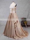 Satin Ball Gown V-neck Sweep Train Appliques Lace Wedding Dresses #DOB00023307
