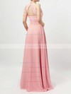 A-line Scoop Neck Lace Chiffon Floor-length Ruffles Bridesmaid Dresses #DOB01013465