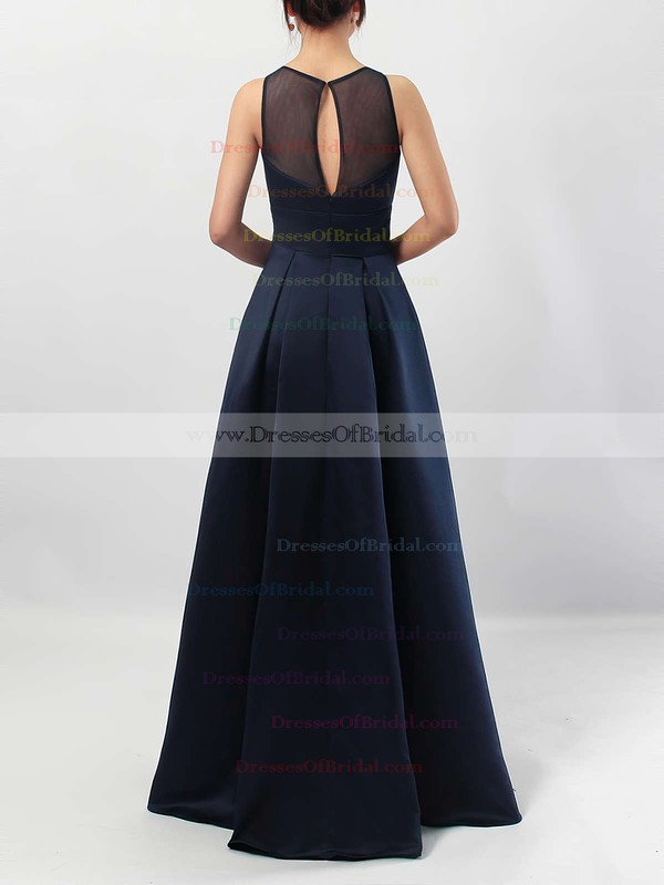 A-line Scoop Neck Satin Floor-length Pockets Bridesmaid Dresses #DOB01013558