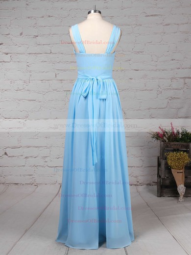 A-line V-neck Chiffon Floor-length Sashes / Ribbons Bridesmaid Dresses #DOB01013520