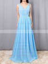 A-line V-neck Chiffon Floor-length Sashes / Ribbons Bridesmaid Dresses #DOB01013520