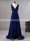 A-line V-neck Chiffon Asymmetrical Beading Bridesmaid Dresses #DOB01013565