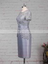 Sheath/Column Scoop Neck Lace Taffeta Knee-length Sashes / Ribbons Mother of the Bride Dresses #DOB01021667
