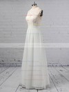 A-line Scoop Neck Chiffon Tulle Floor-length Beading Wedding Dresses #DOB00023360