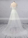 A-line Off-the-shoulder Organza Asymmetrical Appliques Lace Wedding Dresses #DOB00023363