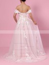 A-line Off-the-shoulder Tulle Sweep Train Appliques Lace Wedding Dresses #DOB00023365