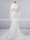 Trumpet/Mermaid Off-the-shoulder Tulle Satin Chiffon Sweep Train Appliques Lace Wedding Dresses #DOB00023368