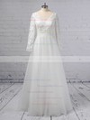 A-line V-neck Lace Tulle Floor-length Wedding Dresses #DOB00023370