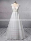 Princess V-neck Tulle Sweep Train Appliques Lace Wedding Dresses #DOB00023380