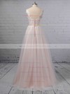 Princess V-neck Tulle Sweep Train Appliques Lace Wedding Dresses #DOB00023381