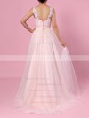 Princess V-neck Tulle Sweep Train Appliques Lace Wedding Dresses #DOB00023381