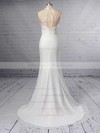 Trumpet/Mermaid Scoop Neck Chiffon Tulle Sweep Train Embroidered Wedding Dresses #DOB00023408