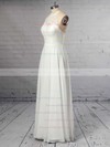 A-line Scoop Neck Chiffon Floor-length Lace Wedding Dresses #DOB00023409